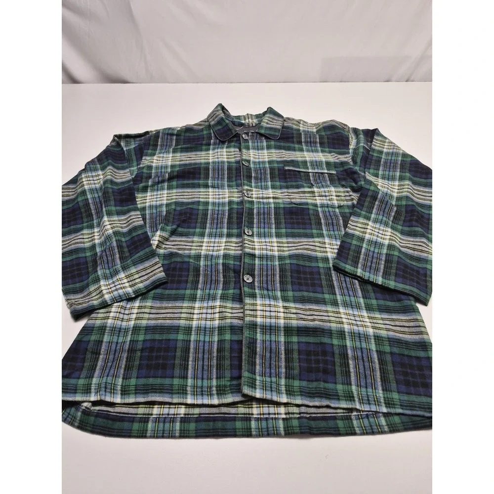 VTG Polo Ralph Lauren Shirt Mens M Green Plaid Flannel Long Sleeve Sleepwear